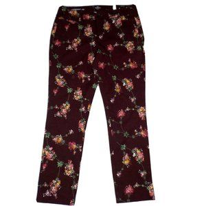 NEW St. Johns Bay Ankle Jeans Floral Straight Leg Burgundy Womens (30x27)